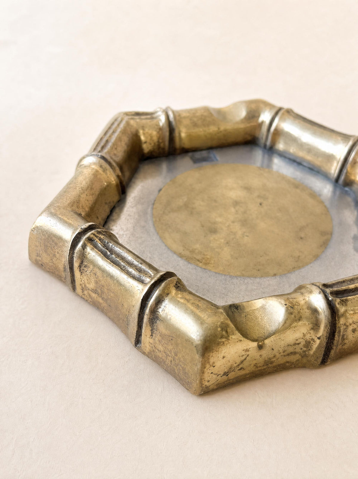 David Marshall Vintage Faux Bamboo Ashtray in Bronze and Brass — photo 5