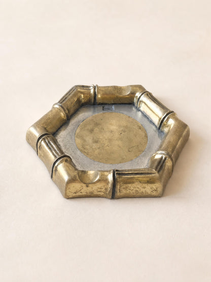 David Marshall Vintage Faux Bamboo Ashtray in Bronze and Brass — photo 4