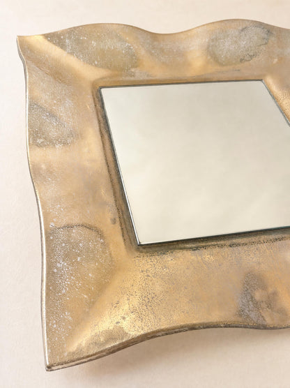 Vintage Murano Albatros Gold Glass Mirror, Organic Shape — photo 5