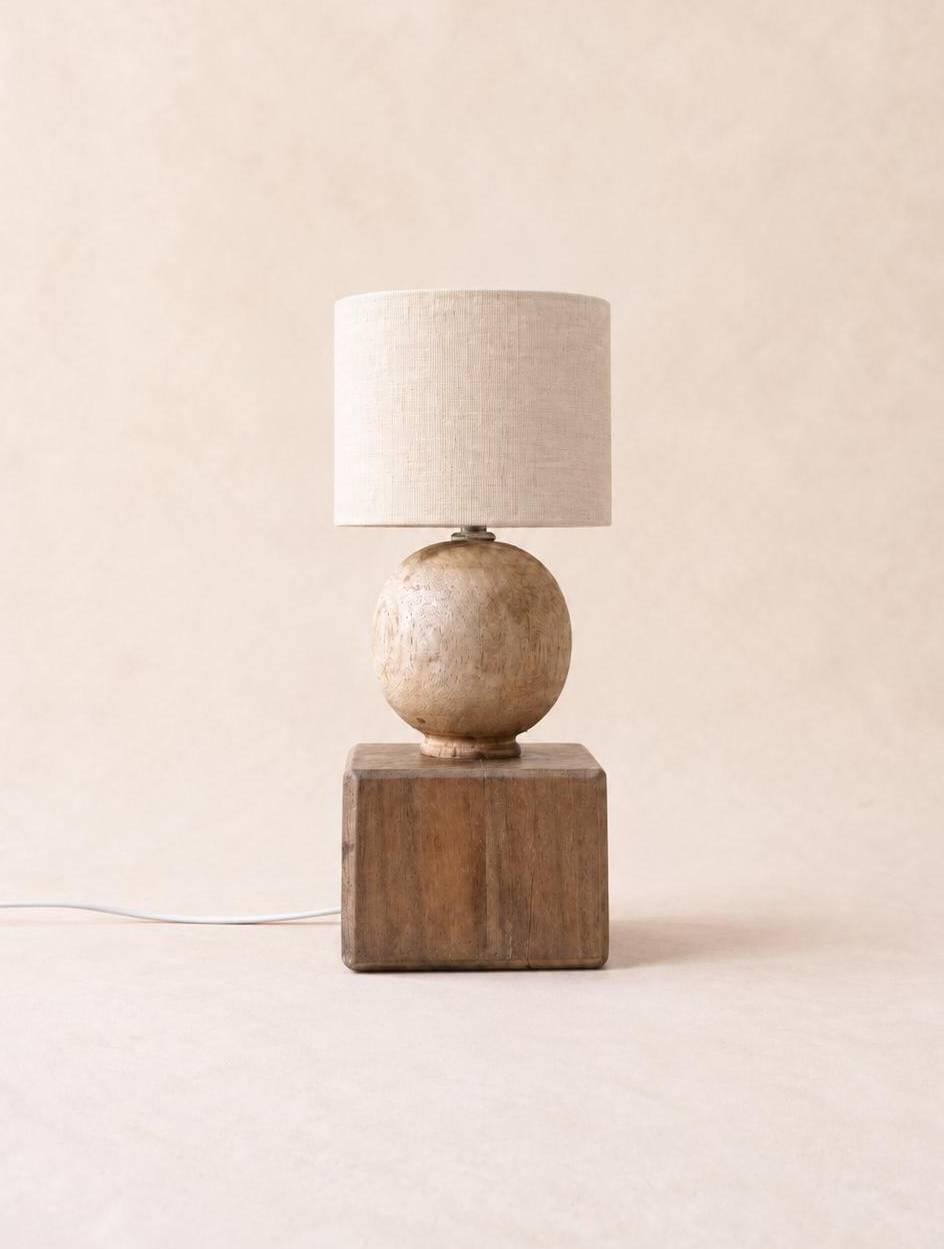 Vintage Wooden Table Lamp Base | Sculptural Organic Modern Light — photo 1