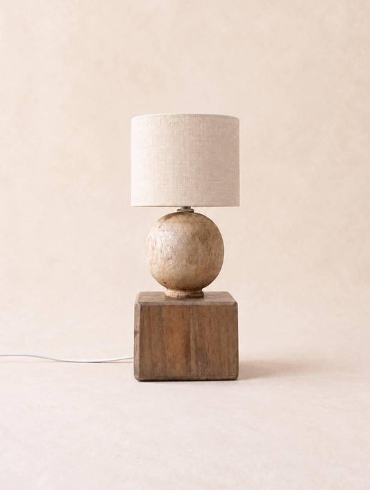 Vintage Wooden Table Lamp Base | Sculptural Organic Modern Light — photo 1
