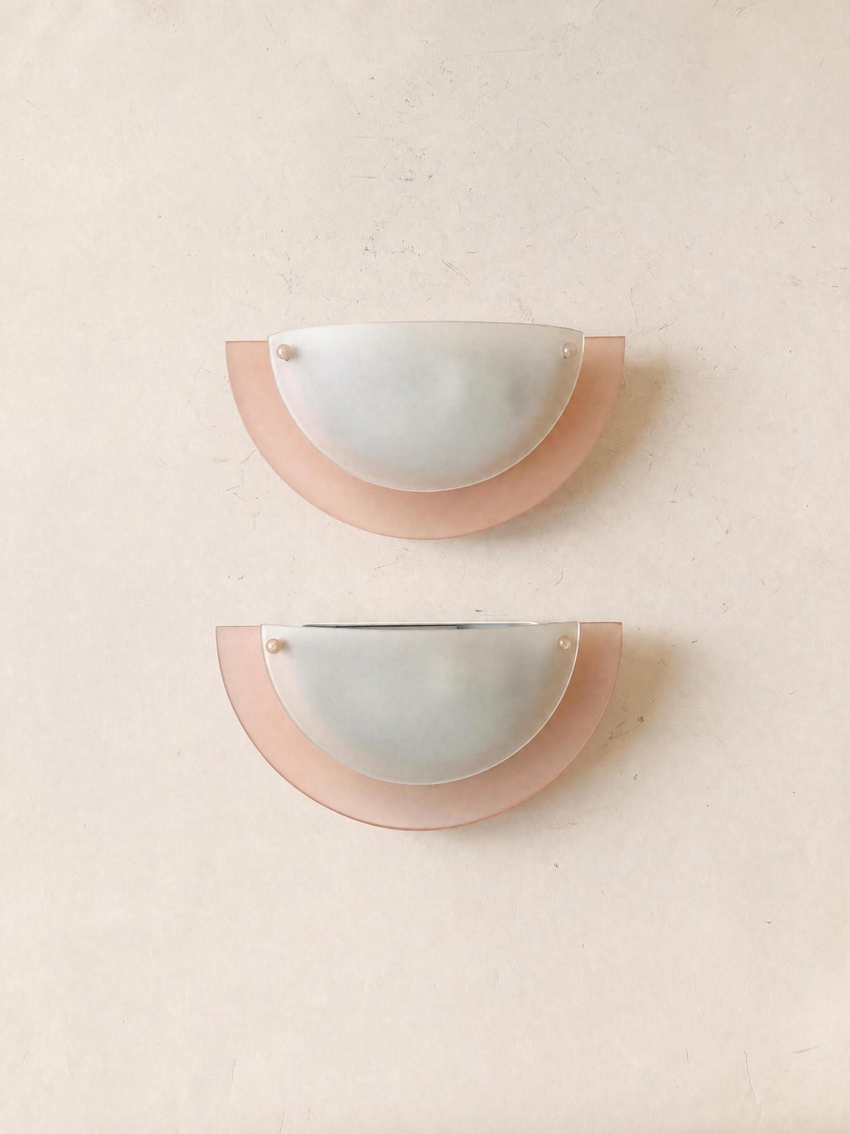 Italian 90s Memphis Style Glass Wall Sconce Pair | Pink Perspex Wall Lights — photo 1