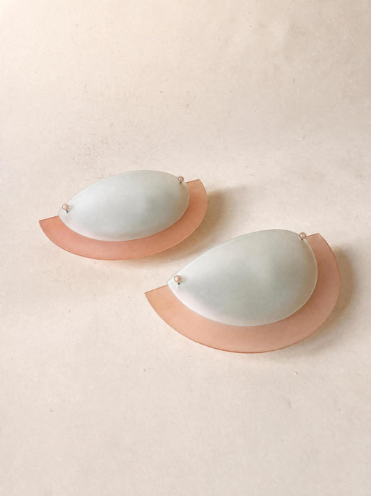 Italian 90s Memphis Style Glass Wall Sconce Pair | Pink Perspex Wall Lights — photo 2