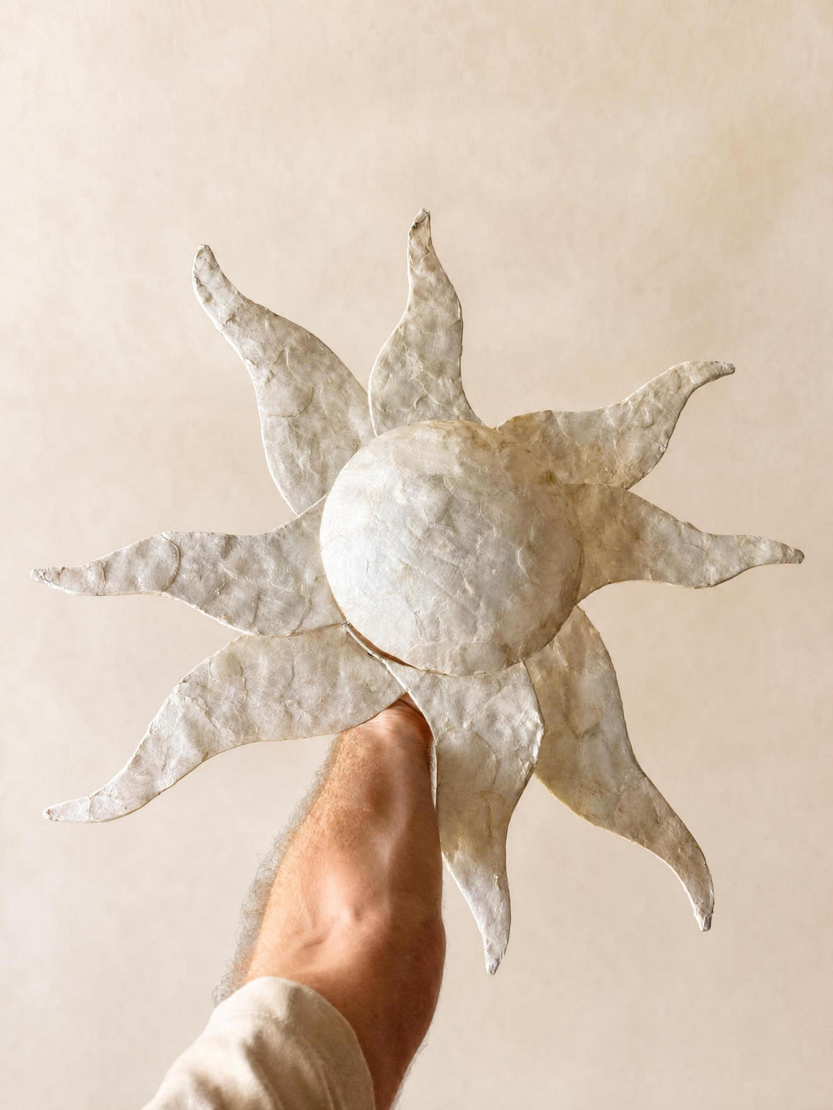 Italian 90s Capiz Shell Wall Light | Sunburst Wall Sconce — photo 6