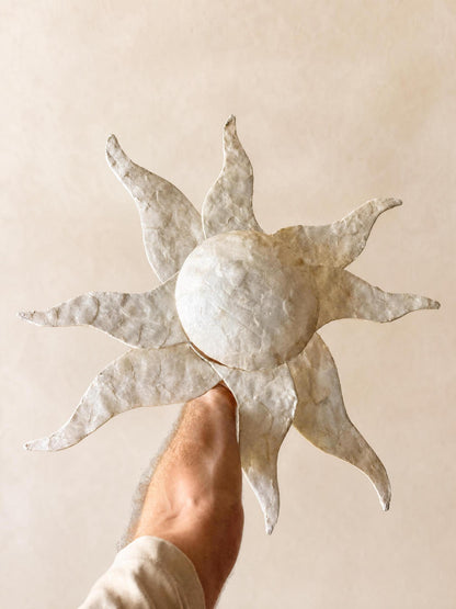 Italian 90s Capiz Shell Wall Light | Sunburst Wall Sconce — photo 6