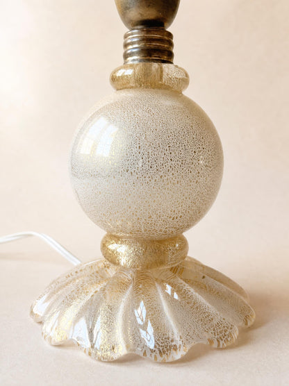 Vintage Italian Murano Glass Table Lamp with Gold Flecks, Venetian Gold Leaf — photo 2