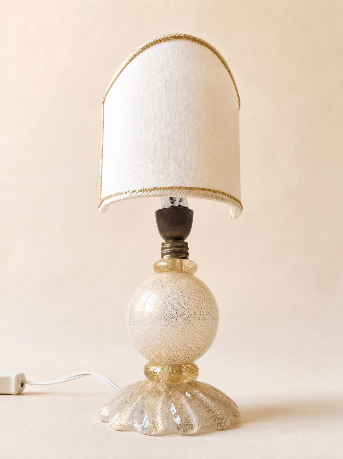 Vintage Italian Murano Glass Table Lamp with Gold Flecks, Venetian Gold Leaf — photo 5