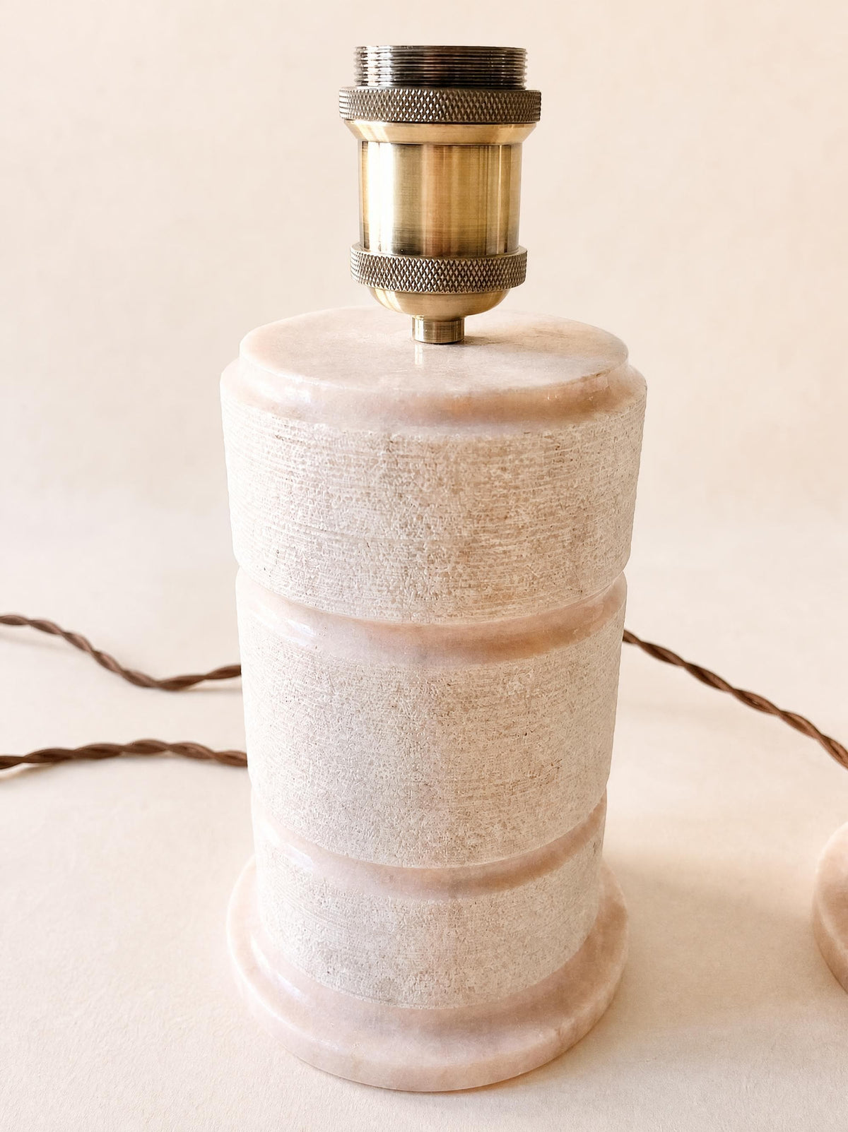 Pair of Vintage 60s Portuguese Pink Marble Table Lamp Bases, Évora Marble — photo 5
