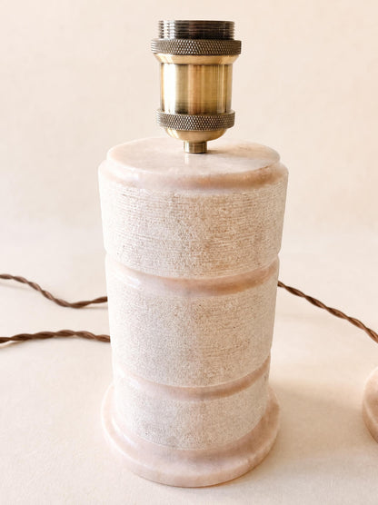 Pair of Vintage 60s Portuguese Pink Marble Table Lamp Bases, Évora Marble — photo 5