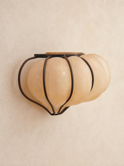Rare Italian 70s Amber Frosted Glass Wall Sconce | Shell Shaped Sculptural Light — photo 5