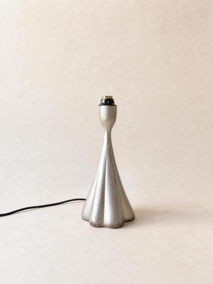 Rare Italian 90s Silvered Metal Table Lamp Base | Sculptural Organic Table Light — photo 5