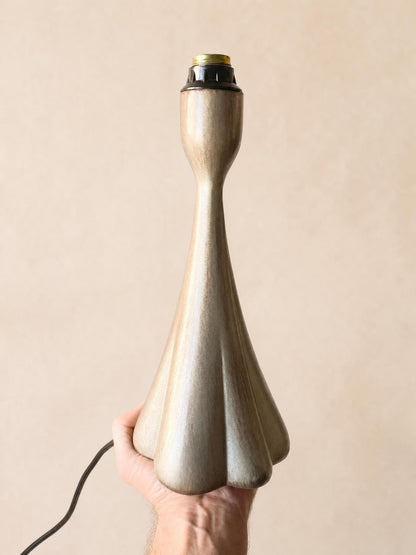Rare Italian 90s Silvered Metal Table Lamp Base | Sculptural Organic Table Light — photo 6