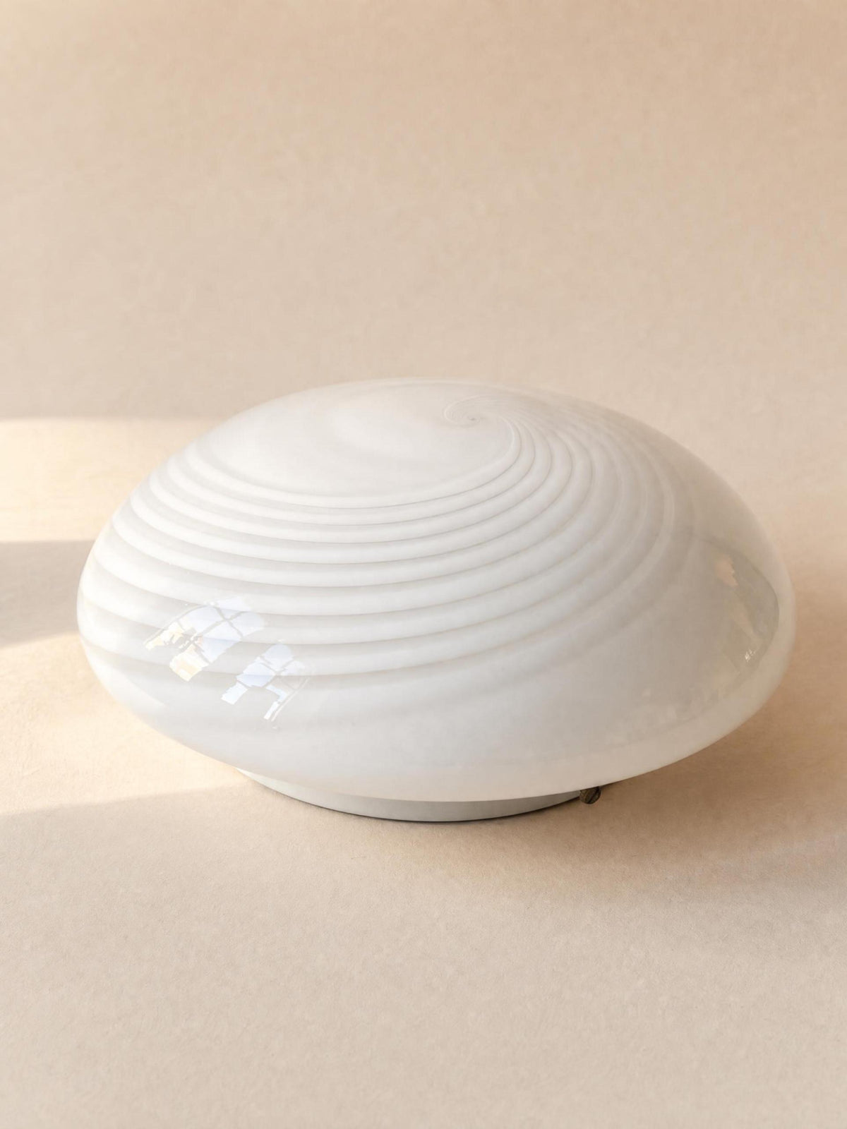 Italian 70s Opaline Murano Glass Ceiling Lamp | Swirl Flush Mount Light — photo 2