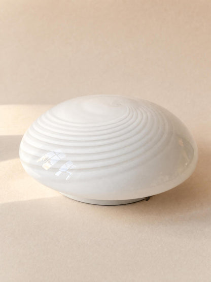 Italian 70s Opaline Murano Glass Ceiling Lamp | Swirl Flush Mount Light — photo 2