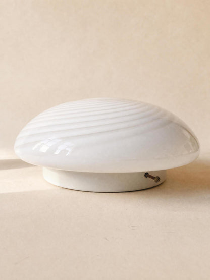 Italian 70s Opaline Murano Glass Ceiling Lamp | Swirl Flush Mount Light — photo 3