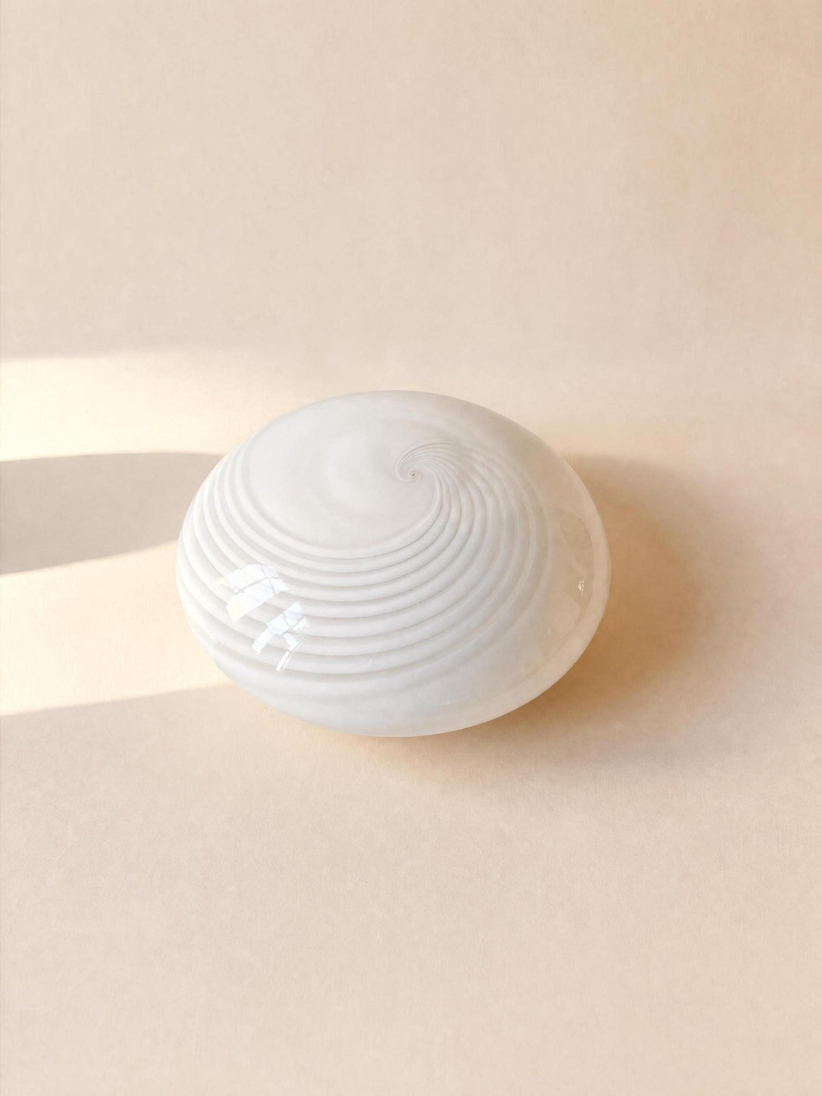 Italian 70s Opaline Murano Glass Ceiling Lamp | Swirl Flush Mount Light — photo 1