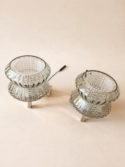 Pair of French 70s Smoked Glass Wall Sconces | Chrome Mid Century Wall Lights — photo 6