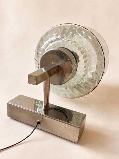 Pair of French 70s Smoked Glass Wall Sconces | Chrome Mid Century Wall Lights — photo 8