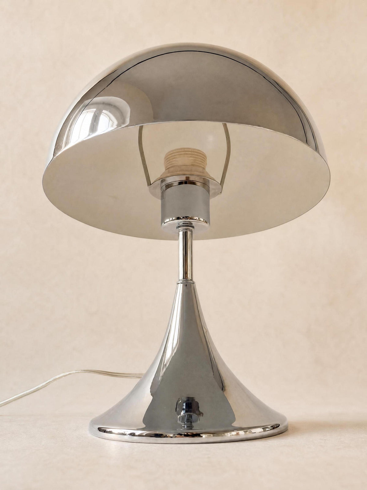 Vintage Chrome Mushroom Table Lamp | Space Age Desk Light — photo 2