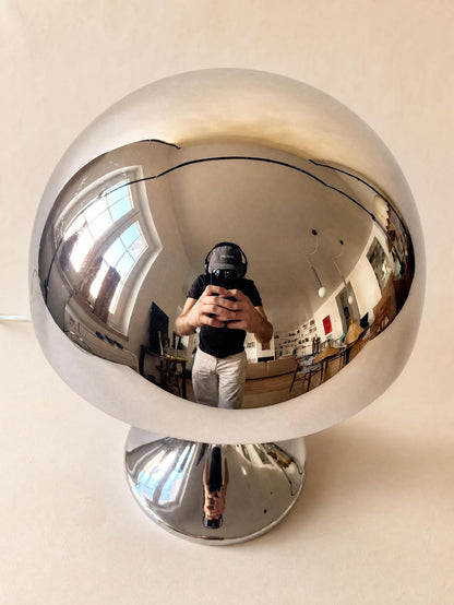 Vintage Chrome Mushroom Table Lamp | Space Age Desk Light — photo 4