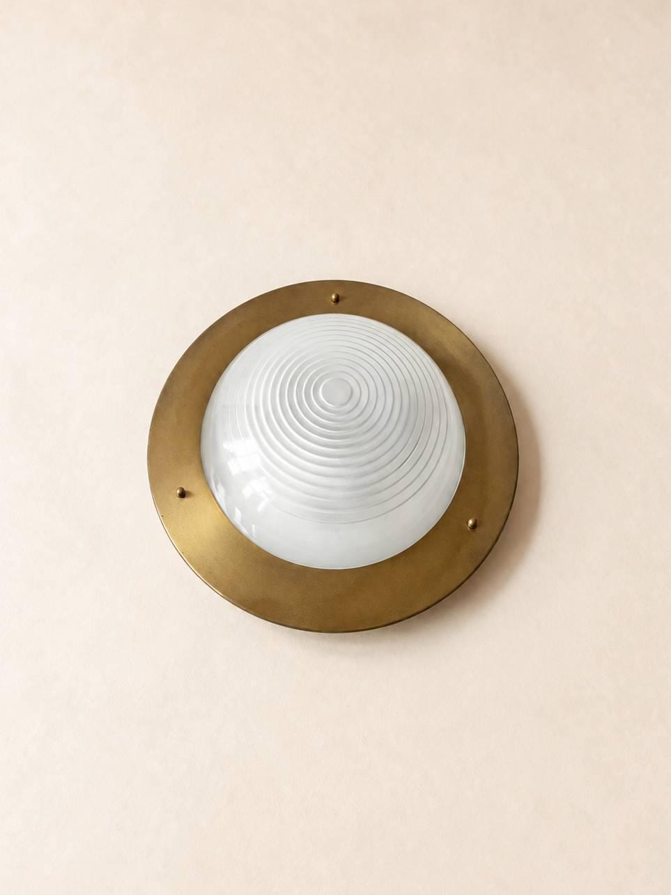 Italian 70s Brass Flush Mount Ceiling Lamp (45 cm / 18 in) — photo 1