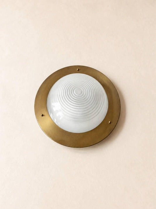 Italian 70s Brass Flush Mount Ceiling Lamp (45 cm / 18 in) — photo 1