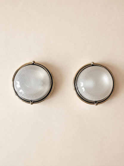 Pair of Bulkhead Wall Lights with Diffusive Glass Domes — photo 5