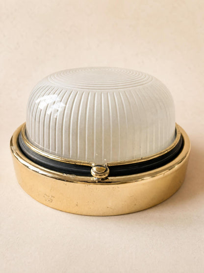 Pair of Bulkhead Wall Lights with Diffusive Glass Domes — photo 6