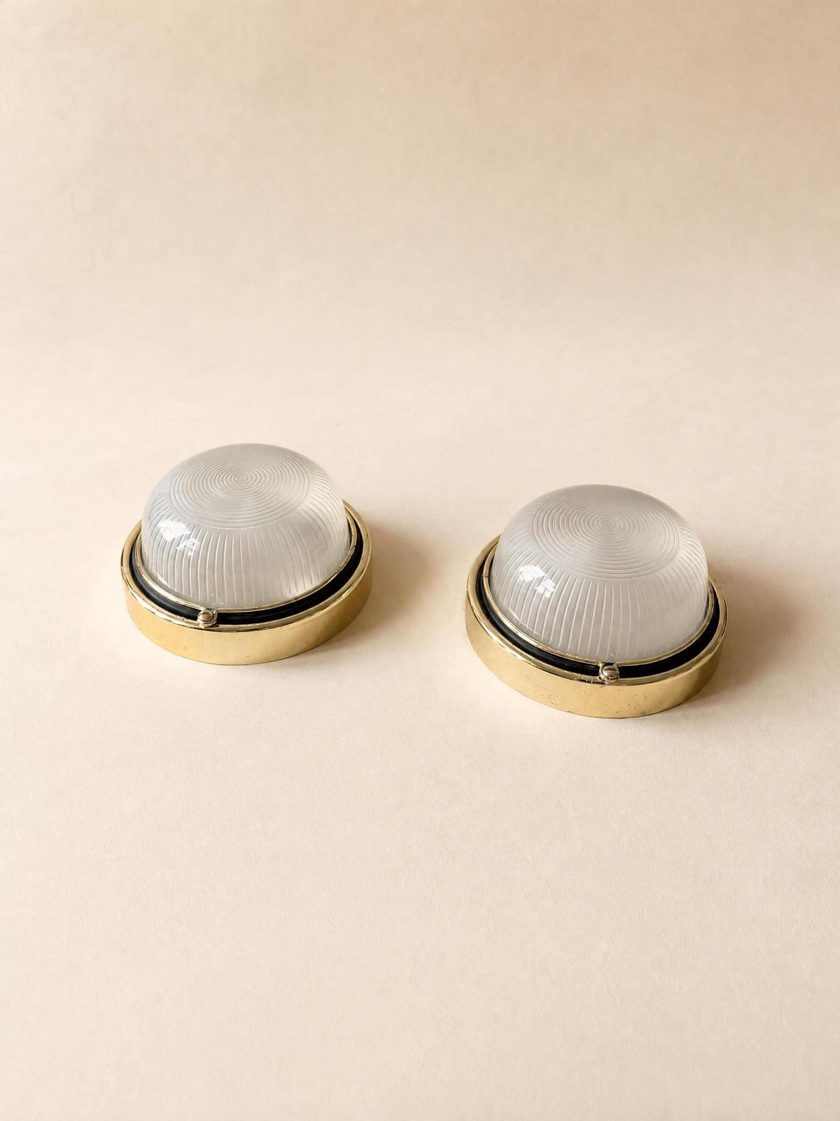 Pair of Bulkhead Wall Lights with Diffusive Glass Domes — photo 1