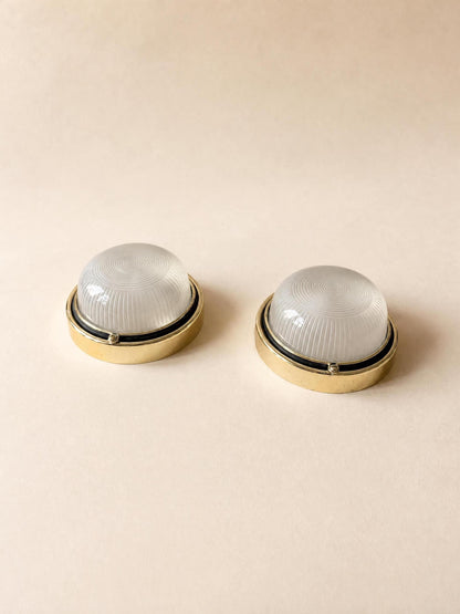 Pair of Bulkhead Wall Lights with Diffusive Glass Domes — photo 1
