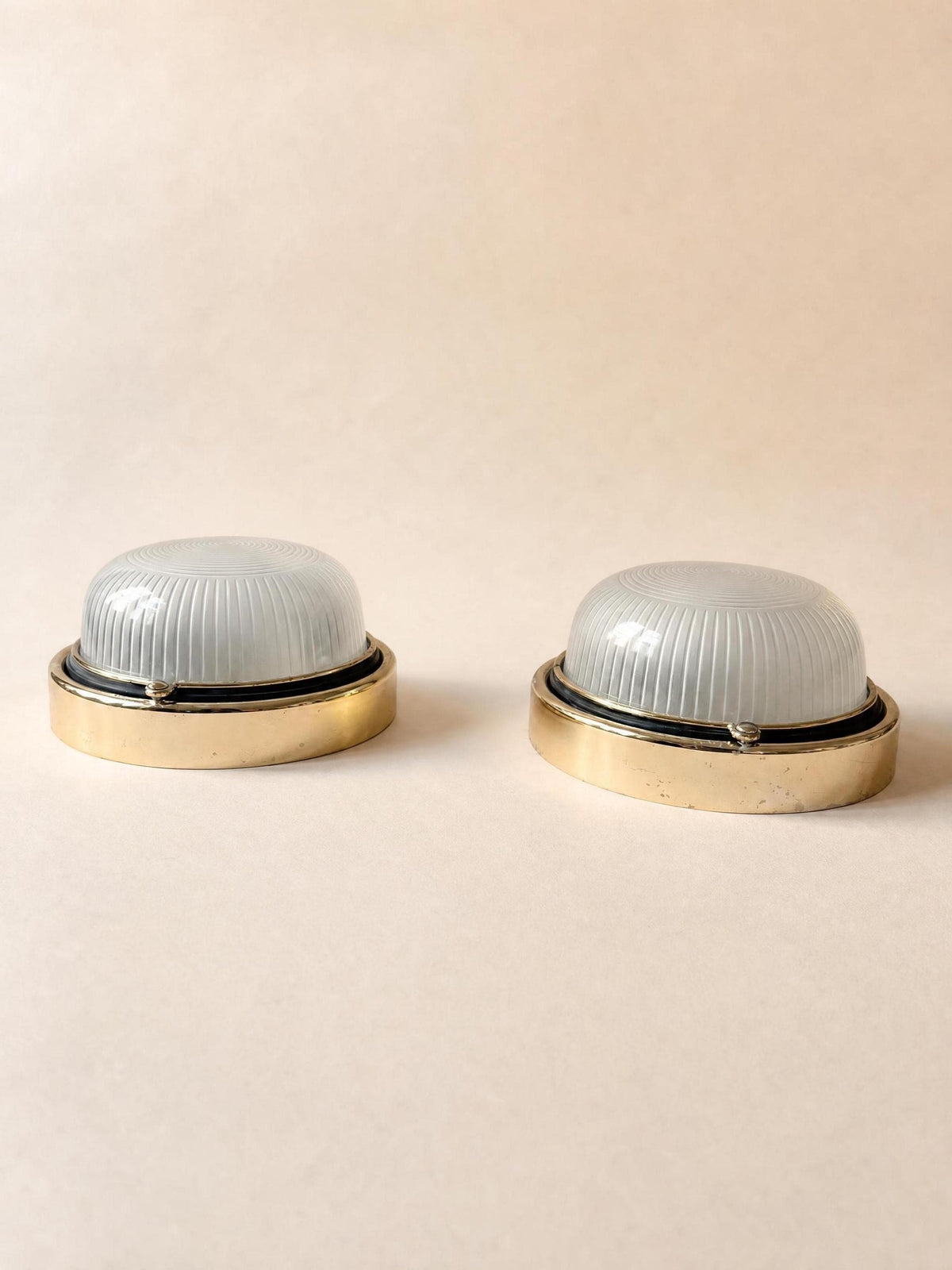 Pair of Bulkhead Wall Lights with Diffusive Glass Domes — photo 4