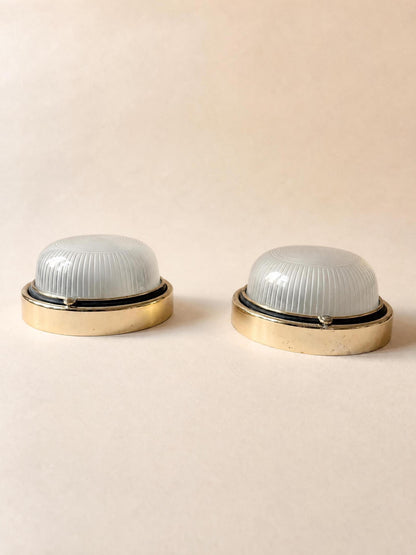 Pair of Bulkhead Wall Lights with Diffusive Glass Domes — photo 4