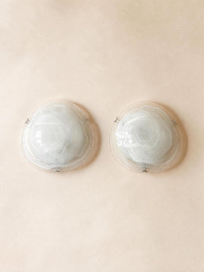Italian 90s Frosted Murano Glass Ceiling Lights, Pair of Flush Mounts or Wall Lights — photo 1