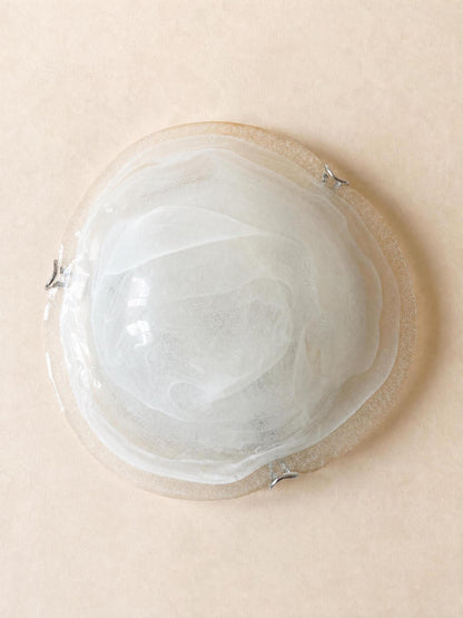Italian 90s Frosted Murano Glass Ceiling Lights, Pair of Flush Mounts or Wall Lights — photo 3