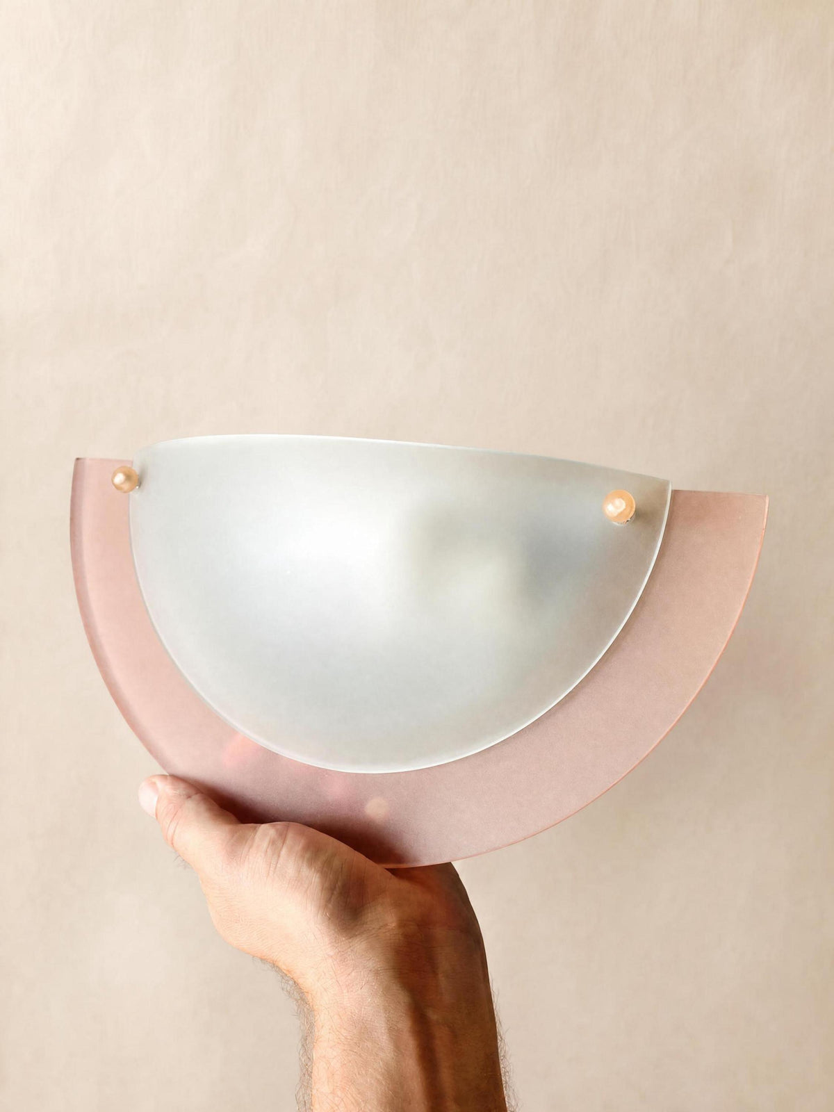 Italian 90s Memphis Style Glass Wall Sconce Pair | Pink Perspex Wall Lights — photo 4