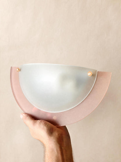 Italian 90s Memphis Style Glass Wall Sconce Pair | Pink Perspex Wall Lights — photo 4