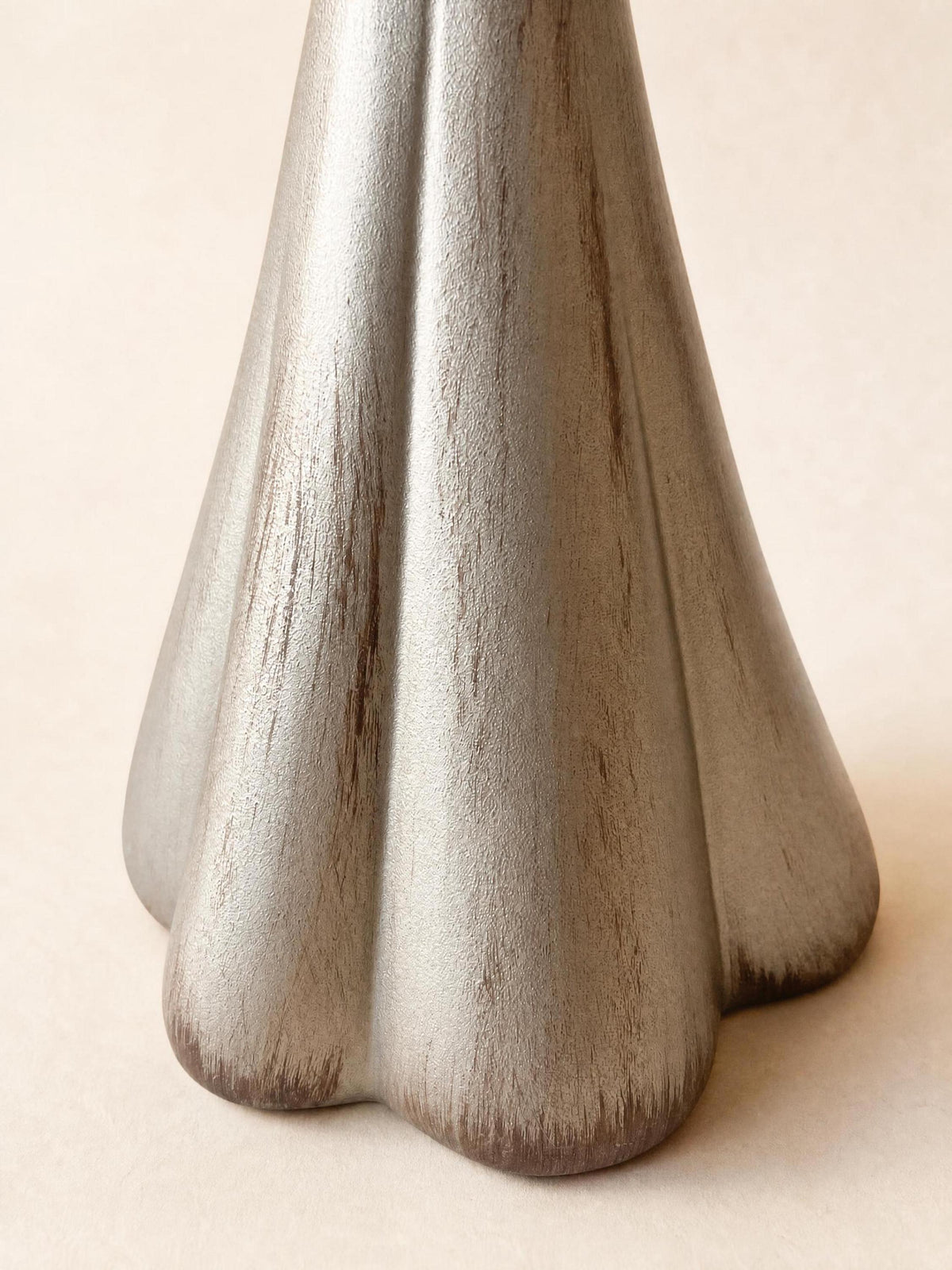Rare Italian 90s Silvered Metal Table Lamp Base | Sculptural Organic Table Light — photo 3