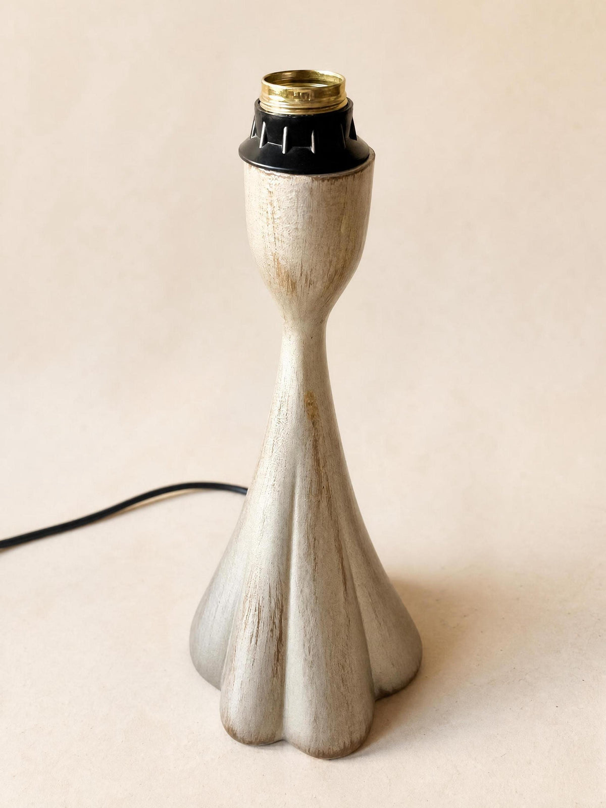 Rare Italian 90s Silvered Metal Table Lamp Base | Sculptural Organic Table Light — photo 4