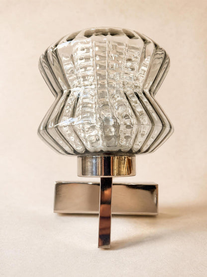 Pair of French 70s Smoked Glass Wall Sconces | Chrome Mid Century Wall Lights — photo 5