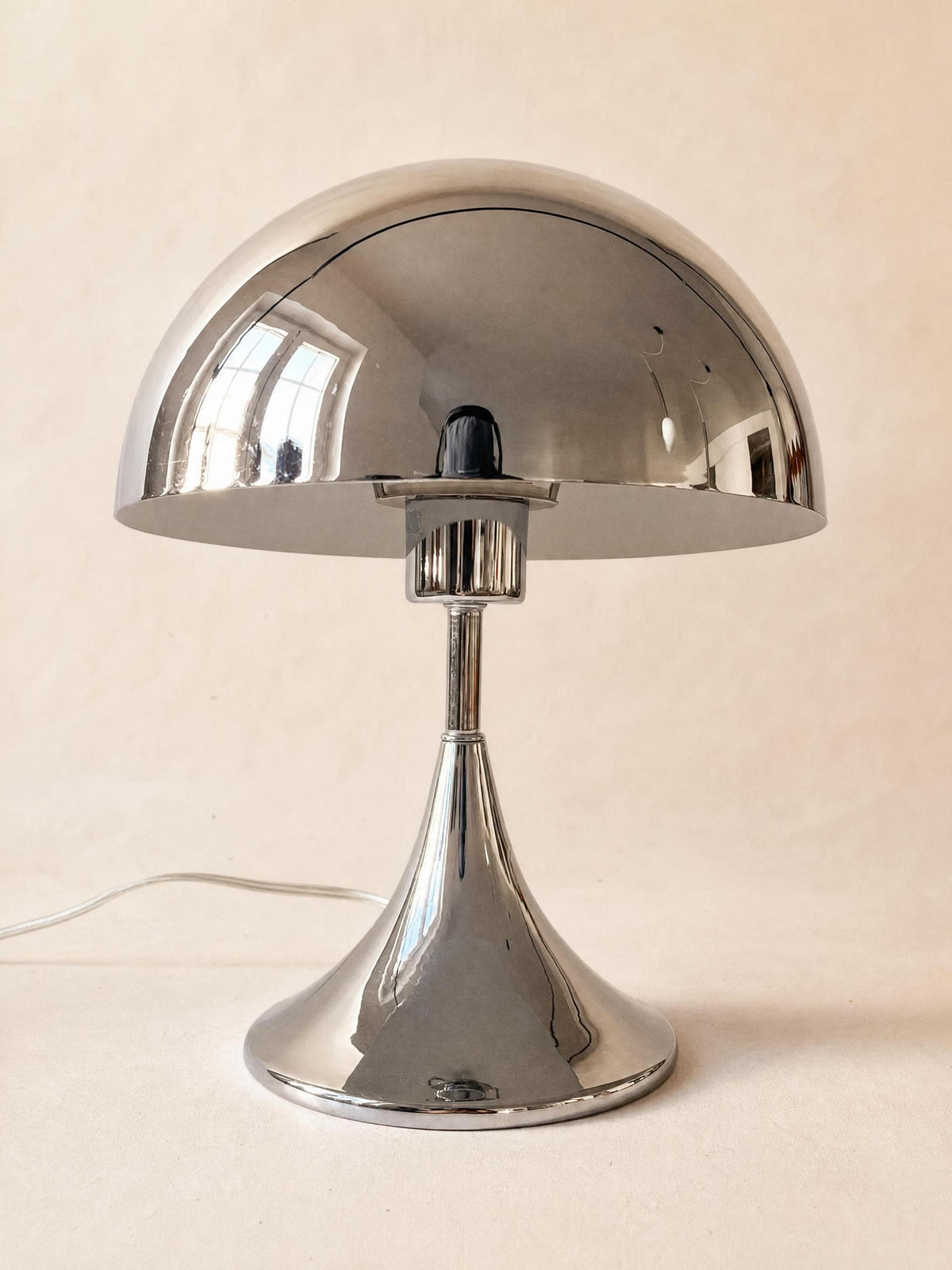 Vintage Chrome Mushroom Table Lamp | Space Age Desk Light — photo 3