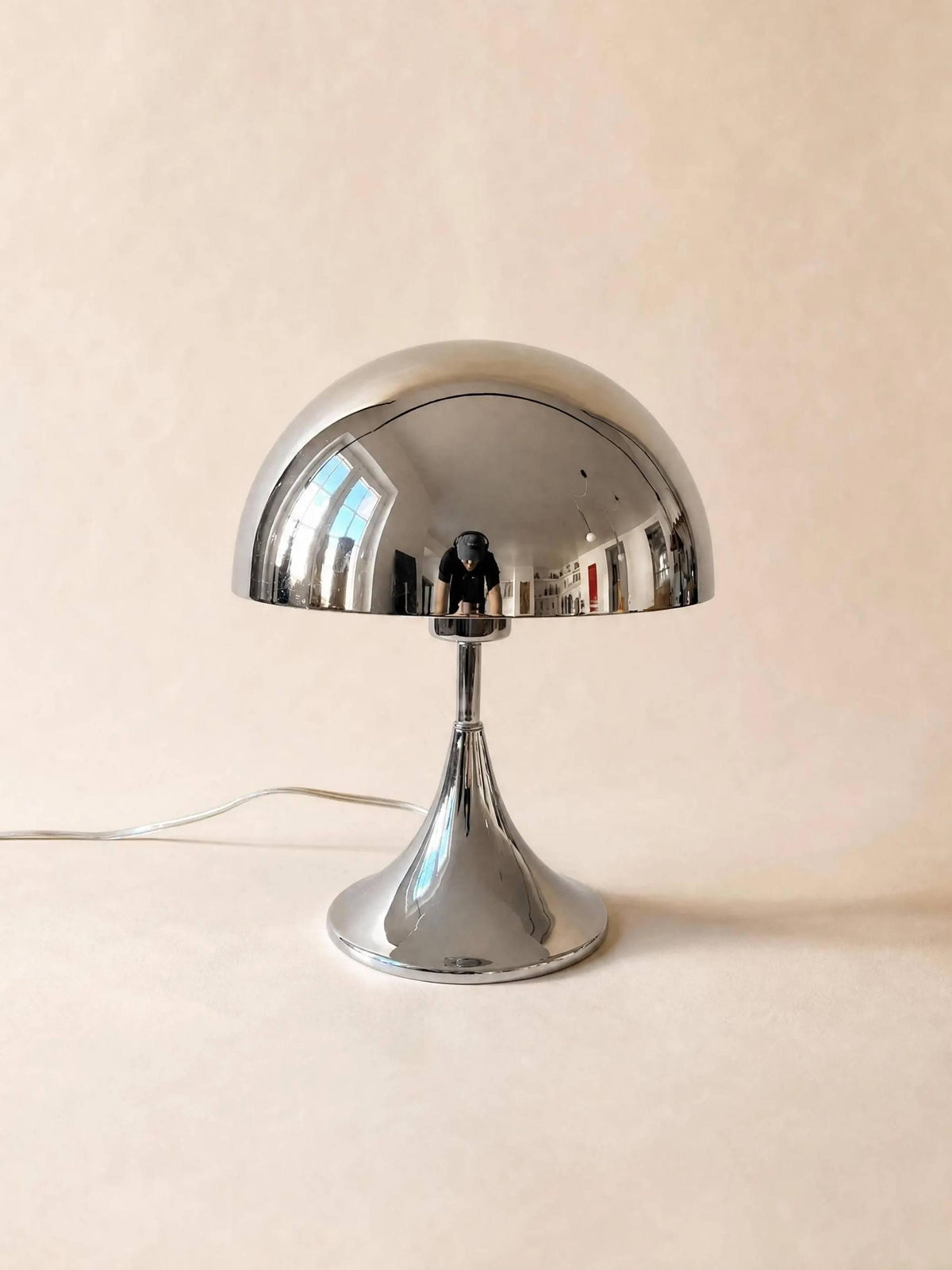 Vintage Chrome Mushroom Table Lamp | Space Age Desk Light — photo 1
