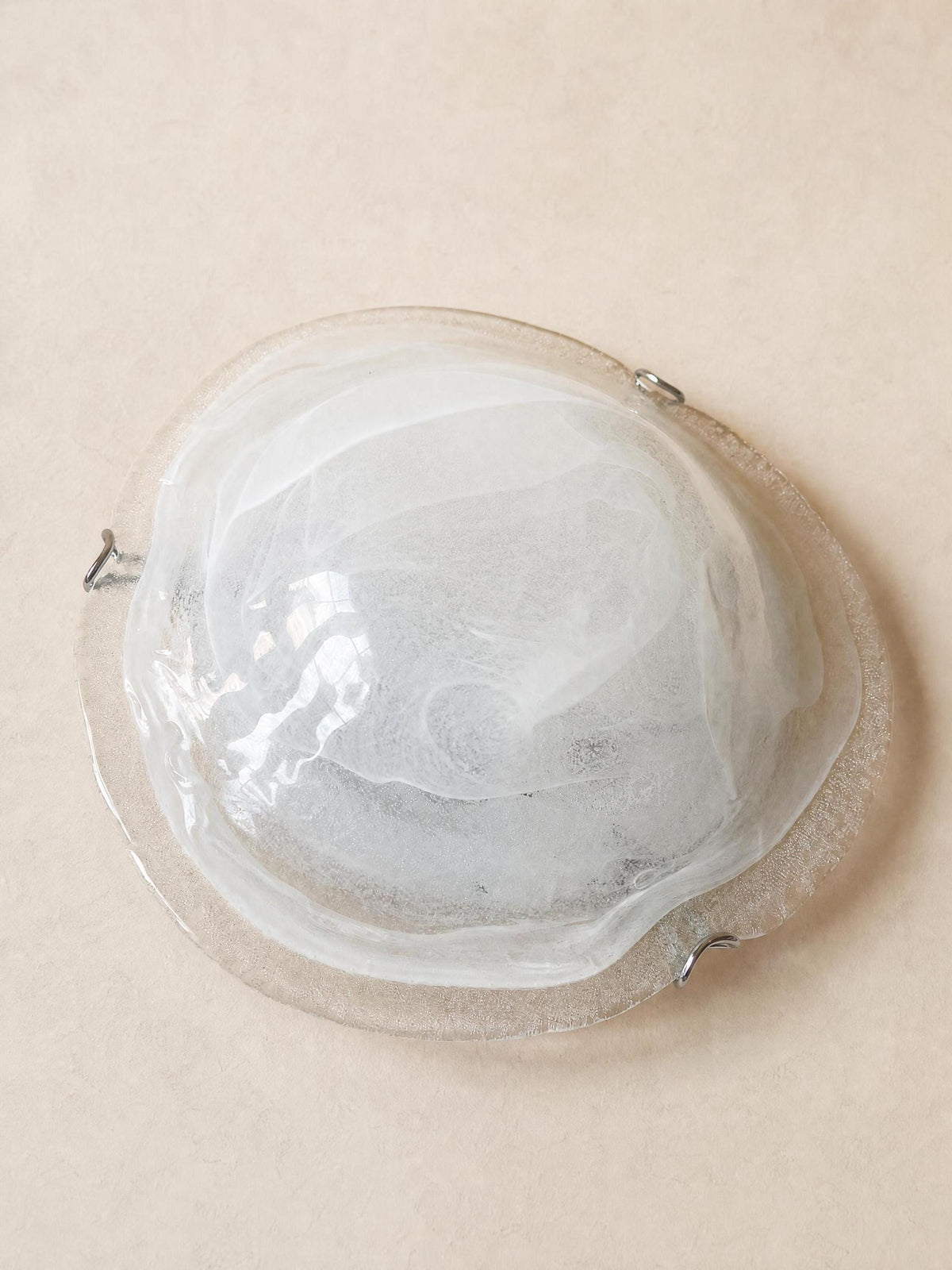 Italian 90s Frosted Murano Glass Ceiling Lights, Pair of Flush Mounts or Wall Lights — photo 4