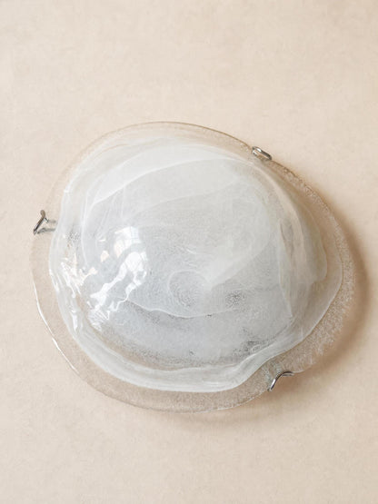 Italian 90s Frosted Murano Glass Ceiling Lights, Pair of Flush Mounts or Wall Lights — photo 4