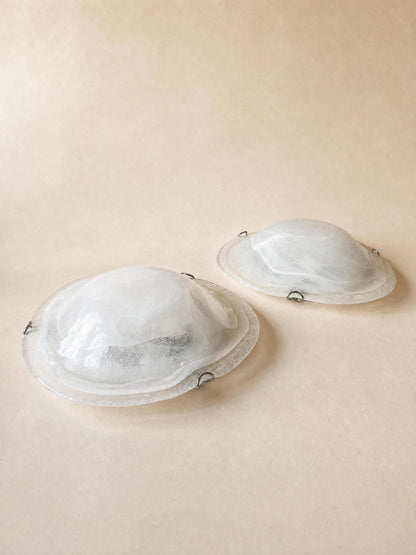 Italian 90s Frosted Murano Glass Ceiling Lights, Pair of Flush Mounts or Wall Lights — photo 5