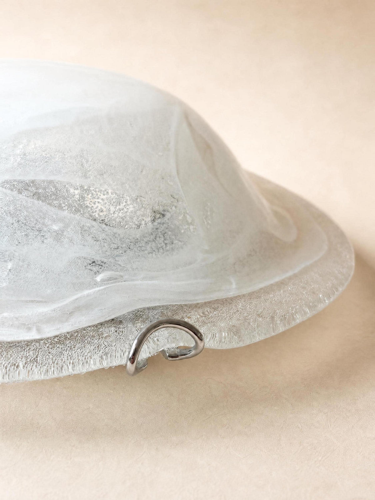 Italian 90s Frosted Murano Glass Ceiling Lights, Pair of Flush Mounts or Wall Lights — photo 8